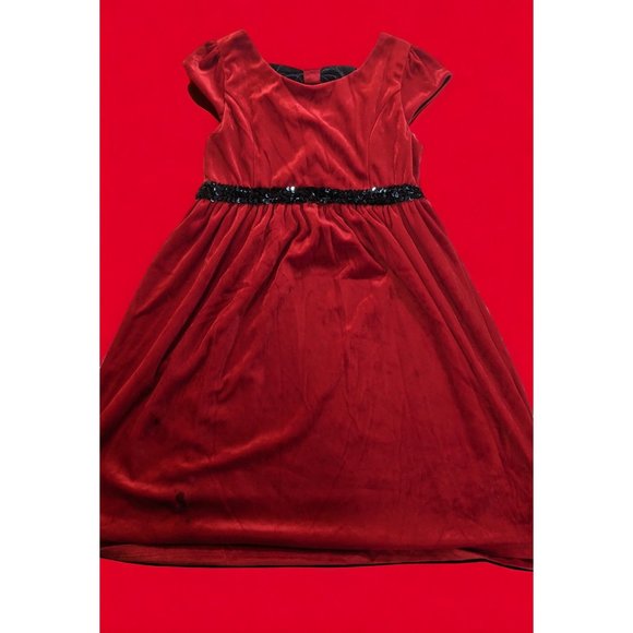 Red Fuzzy Sequin Accent Dress - Picture 7 of 11